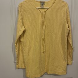 Women’s Medium L.L. Bean 100% Peruvian Cotton Yellow Long Sleeve Shirt EUC