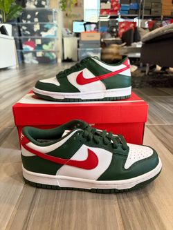 Big Kids' Nike Dunk Low Shoes - Fir/White/University Red - Size 5.5Y (7 Women)