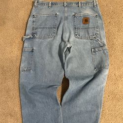 1999 Rare Vintage Carhartt Double Knee Light Blue Denim