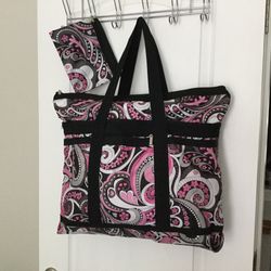 Braciano- Fabric/ Water Resistant Fabric/ Weekender/ Tote bag W/ Toiletries Mini Bag.