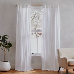 West Elm White Cotton Canvas Curtain (Set of 2 Panels)