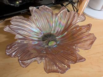 Iridescent Carnival Glass Flower Bowl