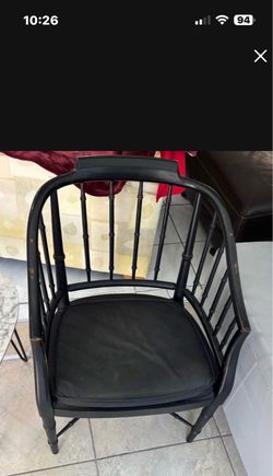 Black Faux Bamboo Barrel Accent Chair