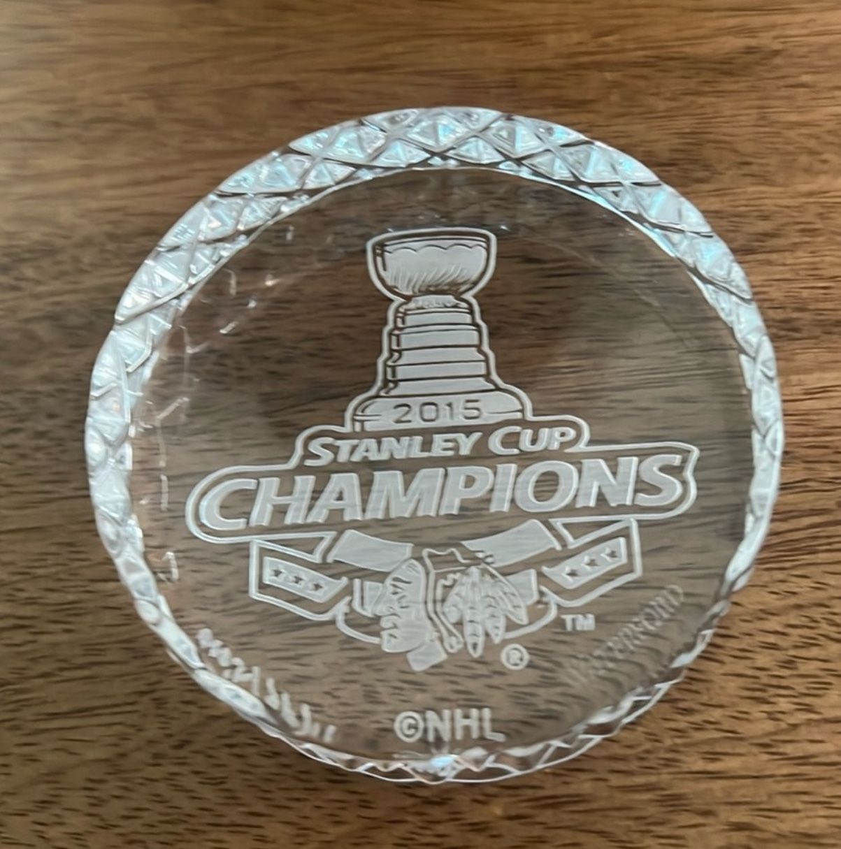 Chicago Blackhawk 2015 Stanley Cup Champions - Waterford Crystal Puck