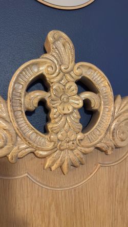 King Size Wood Headboard – Ornate Carved Detail
