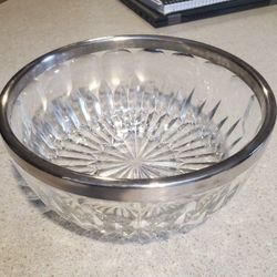 Vintage 9" Silver Rimmed Potpourri Bowl