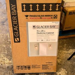 Glacier Bay 15-1/4 in. W x 26 in. H Framed Recessed or Surface-Mount Bathroom Medicine Cabinet with Mirror in White