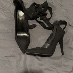 Shoedazzle Black Lace Up Heels