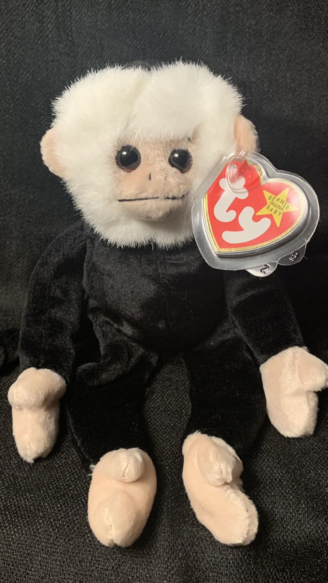 TY Beanie Babie MOOCH The Monkey, Black, With Tag/tash, Retired Collection