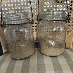 Harp Jars - Sand & Tea light Candle - Pair
