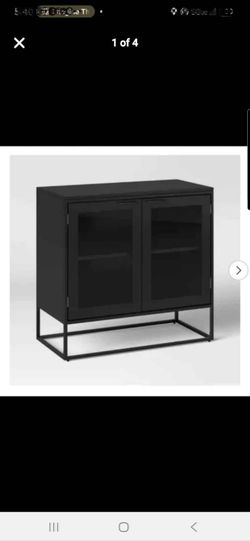 Black Glass Cabinet Console Storage Display Shelf for Entryway Living Room