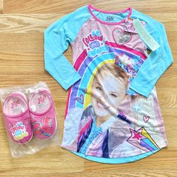 Jojo Siwa Girls Pajama Nightgown & Slippers Set - Size 6/6X NWT