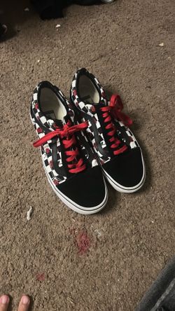 Vans custom checkerboard roses