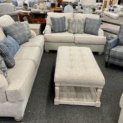 Traemore Linen Living Room Set /couch /Sofa and Loveseat 