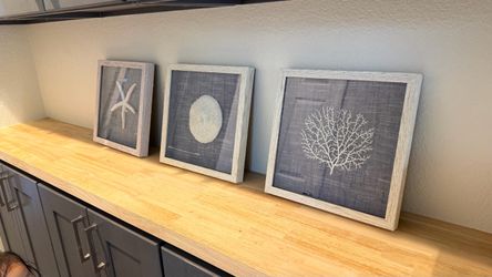 Set of 3 Coastal Framed Wall Art Prints
