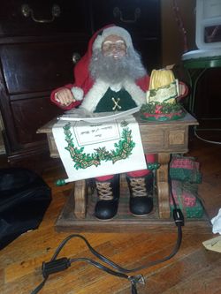 Animated Santa Claus at Desk Figure
