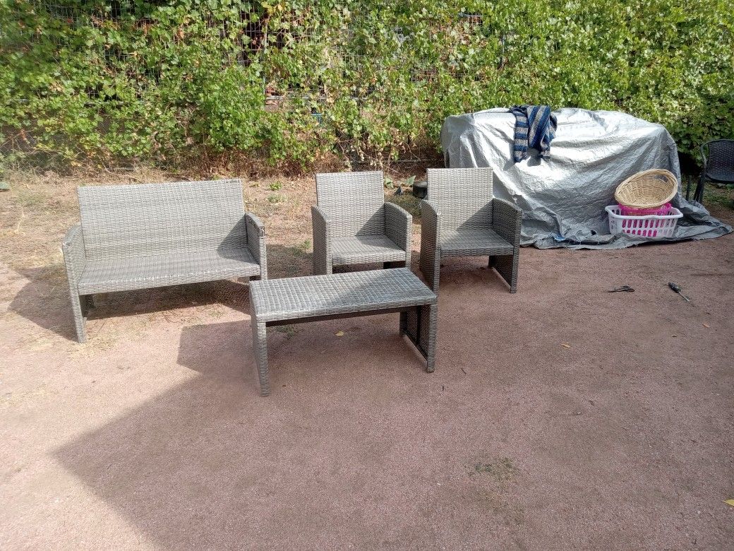 Plastic Wicker Patio Furniture. In Good Condition .    