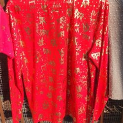 Red & Gold Lunar New Year Style Long-Sleeve Shirts (S, M, L, & XL)