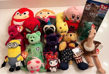 Plushie Lot: Minecraft, Ty Beanie Babies,  Minions and More (15 pcs)