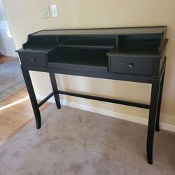 Simple, Elegant Black Desk With 8" Computer Pull Out Shelf With 2 Drawers