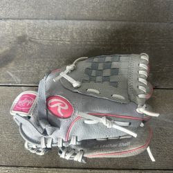 Rawlings Sure Catch ‎SCSB100P 10 Inch Youth Girls Softball Glove (Grey/Pink) RHT