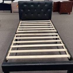 Twin Size Expresso Platform Bed W Ortho Mattress 