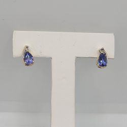10k Gold Tanzanite And Diamond Earrings