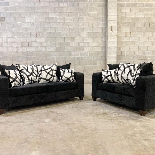 Monroe Black Sofa & Loveseat (couch Sectional Options 