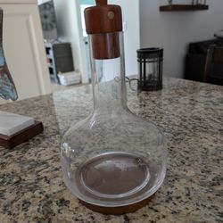 Carl A Buck Leather Top Decanter Glass Vintage