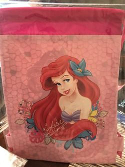 Disney Princess LITTLE MERMAID ARIEL Pink Drawstring Bag Backpack New