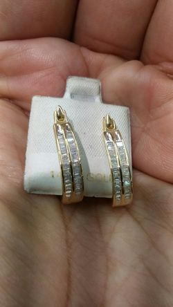 14K GOLD bgt Earings 0.60ct Diamonds