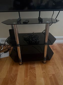 Modern Black Glass TV Stand / Entertainment Center