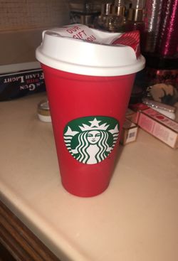 Brand new red holiday reusable cup from Starbucks