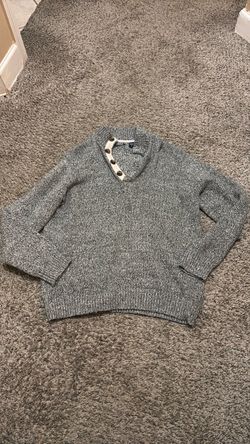 IZOD Gray Marled Knit Button-Neck Sweater