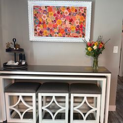 Console table with 3 stools