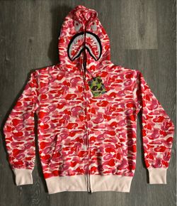 A Bathing Ape Bape Shark Full Zip Up Hoodie Pink Size S