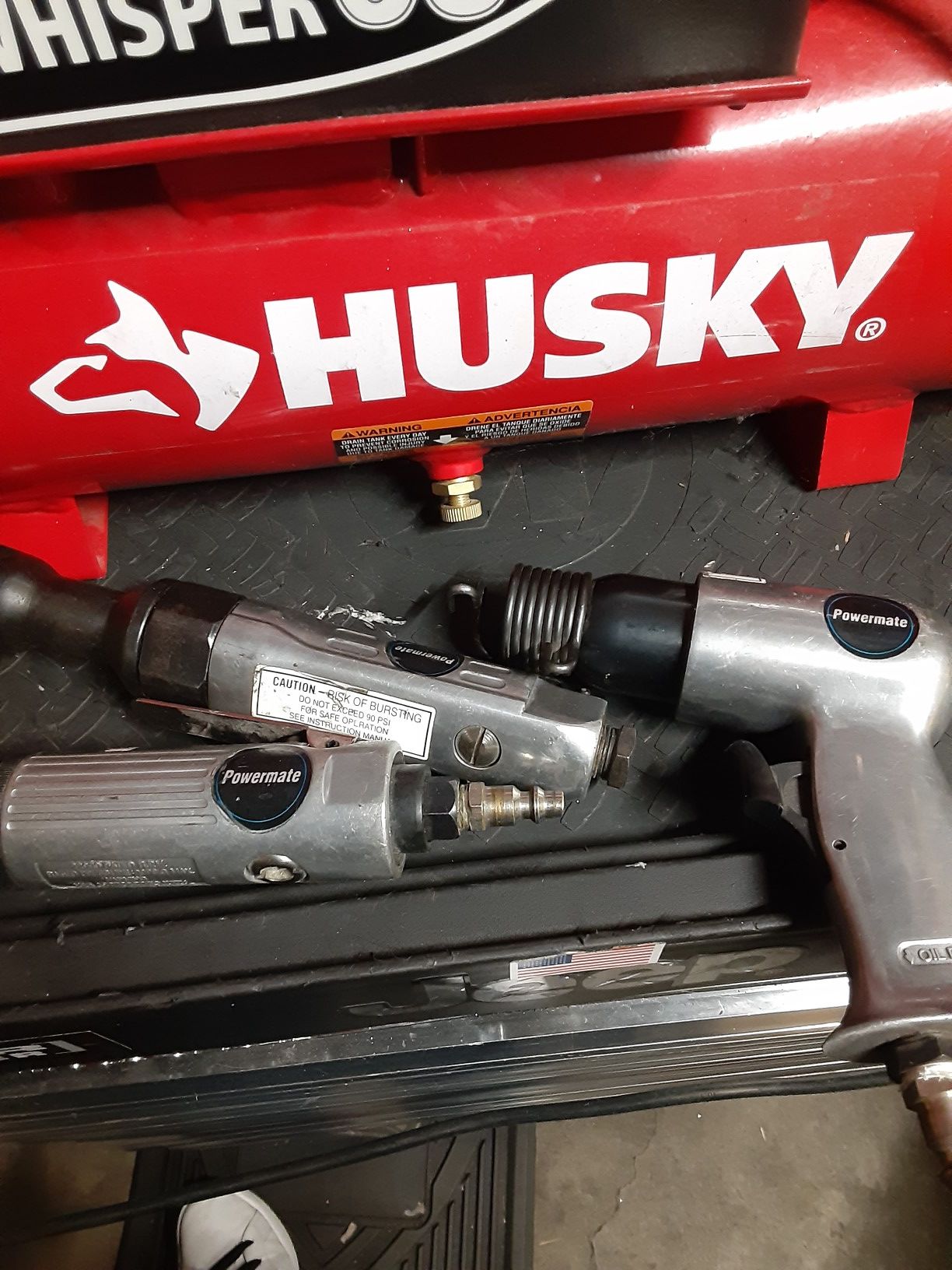 Small Husky Air compressor with a few air tools as well