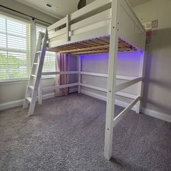 Solid Wood Loft Bunk Bed Full Size White