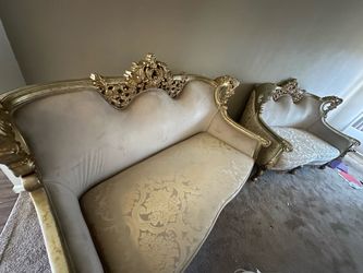 Luxury Gold Carved Sofa Set - 2 Pieces