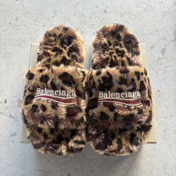 Leopard Print Balenci Slides
