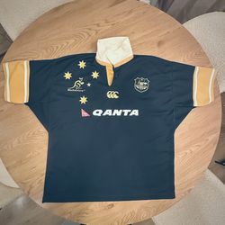 Men’s XL Vintage 2004 Wallabies Australia Rugby Shirt -Dark Green and Gold
