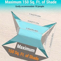 Beach sunshade with unique gull-wing design