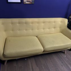 Stylish Yellow Couch - Memory Foam Cushions