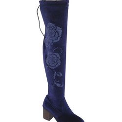 NEW Blue Velvet Riding Boots