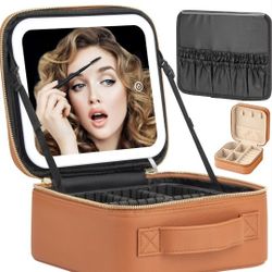 Makeup Travel  Case With Mirror LED - Estuche De Viaje Para Maquillaje Con Espejo LED 