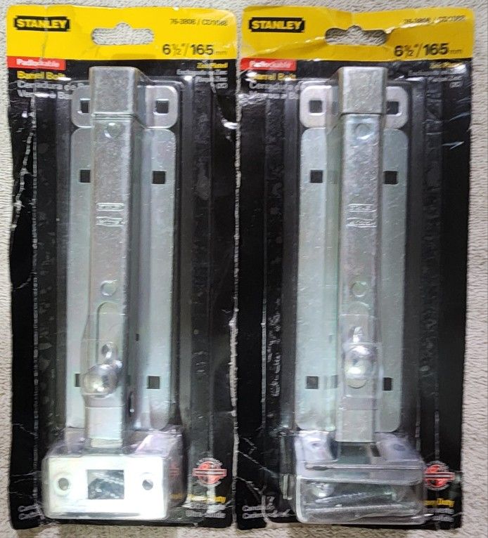 2 - Stanley 6-1/2" Heavy Duty Zinc Plated Barrel Bolts NEW