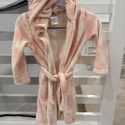 Gap girl lounge sleepwear plush wrap robe pink unicorn fleece long sleeve hooded lingerie size 4T 