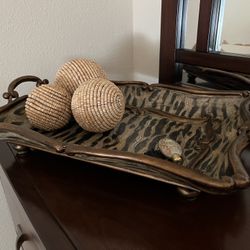 Decorative Candle Sticks With Candles & Tray