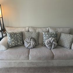 Modern Light Gray Sofa With Decorative Pillows