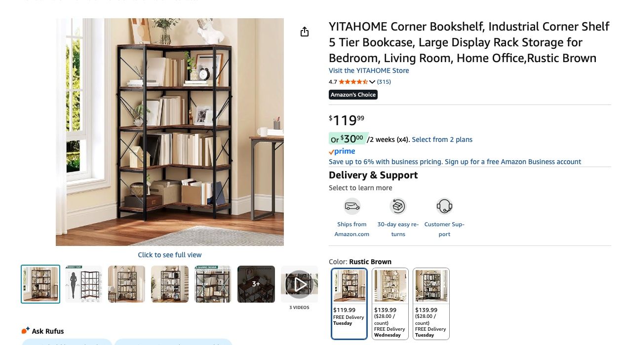 5 Tier Corner Bookshelf 